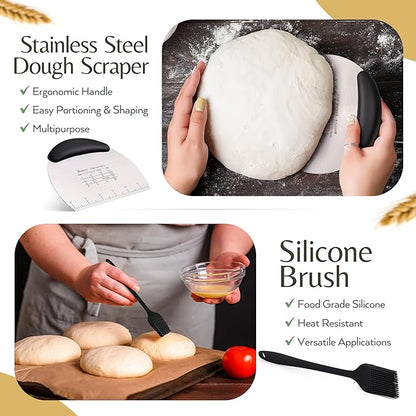 Wildsky Co Sourdough Bread Baking Supplies, Sourdough Starter Kit, Bread Proofing Basket, Bread Making Tools, Sour Dough Kit, Sourdough Proofing Basket, Sourdough Kit Gifts for Bakers Women Wife Mom