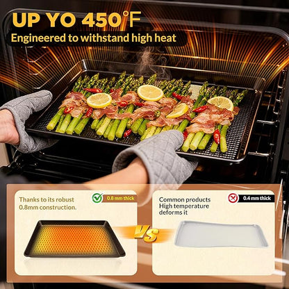Saker nonstick baking sheet pan set,Multi-Use Non-Stick Baking Pan Set, Stackable Carbon Steel Cookie Sheets for Even Baking, Roasting & Meal Prep, Oven Safe & Easy Clean (black)