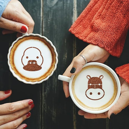 Animal Coffee Cookie Stencils - Small Animal Pattern Cute Stencils for Cookies Latte Art Bread, Reusable Template Dogs Cat Elephant Design