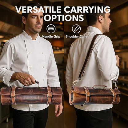 Rustic Town Genuine Leather Chef Knife Roll All Purpose Chef Roll