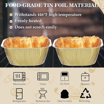 Individual Cake Pans with Lids, BAKINGPAK 30PCS 7.8OZ Mini Cake Pans with Lids Cupcake Liners with Lids Individual Cupcake Containers Baking Cups with Lids Mini Cake Tins with Lids for Holiday, Gold