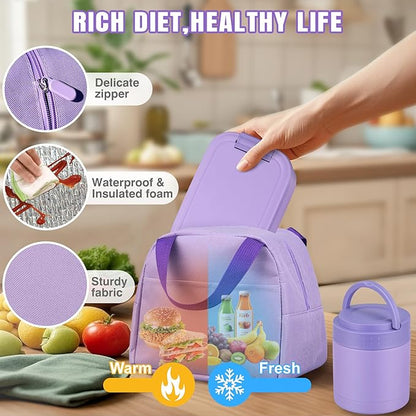 Large Bento Lunch Box Set for Adults Kids Women with 10.5oz Soup Thermo,Coffee Tumblers Men Girls Boys Teenagers Leak-Proof Lunch Food Containers with Lunch Bag