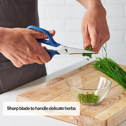 Misen Heavy Duty Kitchen Shears - Stainless Steel, Versatile and Easy Clean Scissors for Meat, Herbs and Veggies - Ambidextrous Comfort Handle - Professional Grade - Blue