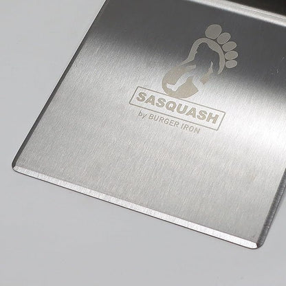 The Sasquash - Mammoth Smash Burger Spatula - Professional Grade Extra Wide Hamburger Turner - Heavy Duty 6 x 5.5 Inch, One Pound Knife Grade Stainless Steel, Blackstone BBQ Griddle and Grill Tool