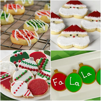 Cake Mate Christmas Decorating Kit – Red & Green Decorating Sugar (2.25 oz), White, Red & Green Cookie Icing Pouches (7 oz), Jingle Mix Non Pareil (2.1 oz) – Holiday Cookie, Cake, Cupcake & Dessert