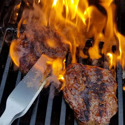 Shark BBQ Steak Grilling Tongs - 17 inch Red. Professional outdoor grilling utensil. Long Reach Barbeque Grilling Tongs. Ideal for kabobs, fish, burgers, and sausage