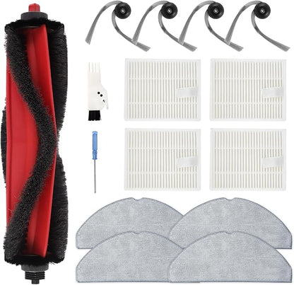 Yivy 15PCS Replacement Parts Compatible with Roborock Q7 M5+/ Q7 M5/Q7 L5/Q7 L5+, 1 Main Brush, 4 Side Brushes, 4 HEPA Filters, 4 Mop Pads, 1 Cleaning Brush, 1 Screwdriver Spare Parts