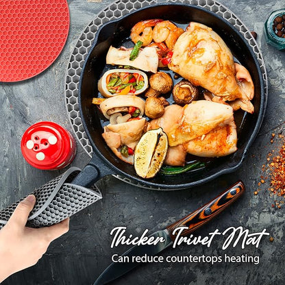 Joyhalo Trivets for Hot Dishes - Hot Pads for Kitchen, Silicone Pot Holders for Hot Pots and Pans, Silicone Mats for Kitchen Countertops, Table, Flexible Easy to Wash and Dry, Grey