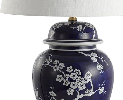JONATHAN Y JYL3047A Gracie 29.5" Ginger Jar Ceramic/Metal LED Table Lamp Traditional Bedside Desk Nightstand for Bedroom Living Room Office College Bookcase LED Bulb Included, White/Navy