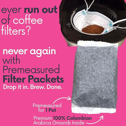 Ground Flavored Coffee In Filter Packs | Medium Roast Low Acid Mold Free Pouches | Sampler Packets | Sweet Cream Jamaican Me Crazy Gourmet Powder Bags for 10-12 Cup Drip Maker | Highest Rated Individual Premeasured Coffee
