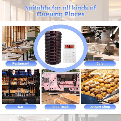 Pagers for Restaurants, 24 Coaster Beeper Restaurant Buzzer System with Beeps, Vibration, Flashing, Guest Customer Queue Pagers for Food Truck, Church Nursery
