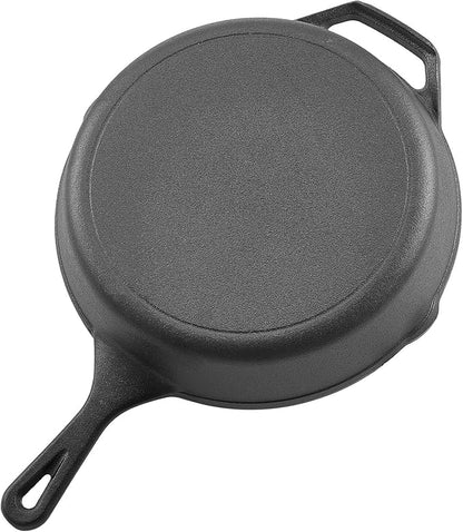 VEVOR Cast Iron Skillet, 4-Piece Frying Pan Set (6, 8, 10, 12 in), Skillets with Heat-Resistant Silicone Handle, Pre-Seasoned Chef's Pan, Kitchen Cookware, for Oven, Gas, Electrical, Induction, Black