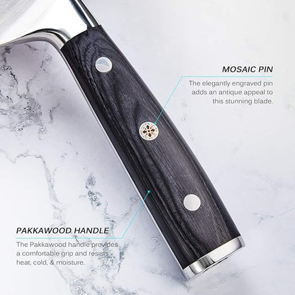 KYOKU Samurai Series - Nakiri Japanese Vegetable Knife 7" - Full Tang - Japanese High Carbon Steel Kitchen Knives - Pakkawood Handle with Mosaic Pin - with Sheath & Case