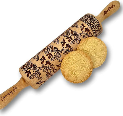 Embossing Rolling Pin Designed in Cooperation between Algiscrafts and Pottery by Jas FLORAL VINE for Ceramic and Cookies