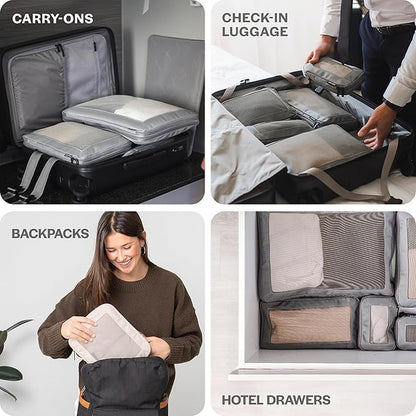 Aerotrunk Compression Packing Cubes for Travel - Luggage Organizer Bags - Double Zipper Packing Cubes for Suitcases (6-Pack, Rose)