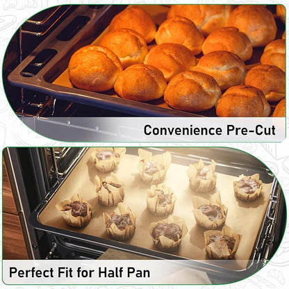 EcoDispose Non-Stick Precut Parchment Paper Baking Sheets Full Pan liner for Bake (12-3/16" x 16-3/8",White,500PCS)