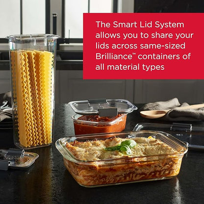 Rubbermaid Brilliance Glass Food Storage Containers, Assorted Sizes, Set of 9, BPA-Free, Leak-Proof, Clear