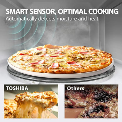TOSHIBA ML-EM34P(SS) Smart Countertop Microwave, Sensor Reheat, Works With Alexa & Remote Control, Kitchen Essentials, Mute Function&ECO Mode, 1100W, 1.3 Cu Ft, With 12.4" Turntable, Stainless Steel