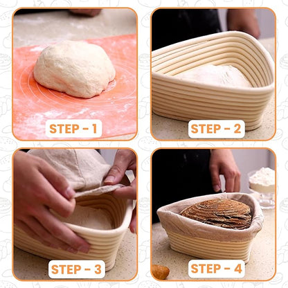 Triangle Bread Proofing Basket - Sourdough Basket, Rattan - Starter Kit for Baking Triangle Loaves- Gift Set