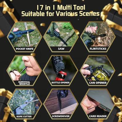 Multi-Tool Gifts for Men, Christmas Stocking Stuffers for Dad from Daughter Son, Multitool Knife 17 in 1 EDC Gear Cool Father Unique Birthday Gifts for Him Husband Boyfriend Grandpa Camping Essentials