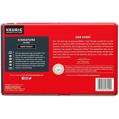 Community Coffee Signature Blend 72 Count Coffee Pods, Dark Roast, Compatible with Keurig 2.0 K-Cup Brewers, Box of 72 Pods (Pack of 1)
