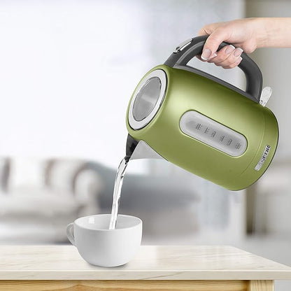 Sencor SWK1770GG 1.7L Stainless Steel Electric Kettle with Lid Safety Lock, Light Green