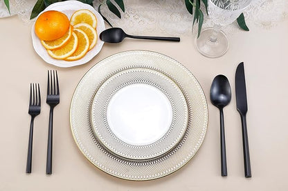 DEACORY Silverware Set Flatware Set Matte Black Cutlery Set Brushed Finished Hexagon Handle Heavy Stainless Steel 40 Pieces Dishwasher Safe Service for 8
