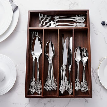 KEAWELL Luxury 20 Pieces 18/10 Stainless Steel Flatware set, Service for 4, silver plated with gold accents, Fine Silverware set and Dishwasher Safe (Silver)