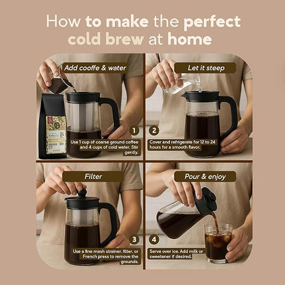 French Vanilla - Flavored Cold Brew Coffee Grounds for Coarse Grind for French Presses - Inspired Coffee Co. Local Coarse Ground Coffee for Cold Brew - Resealable Bag 12 oz (Pack of 2)