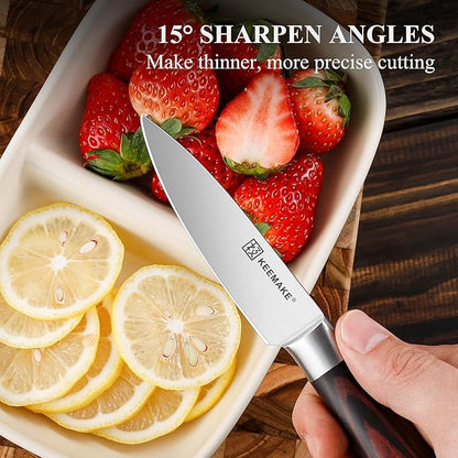KEEMAKE 3.5 inch Paring Knife 3.5 Inch, Fruit Knife German High Carbon Stainless Steel Blade, Pakkawood Handle Small Kitchen Knife with Gift Box