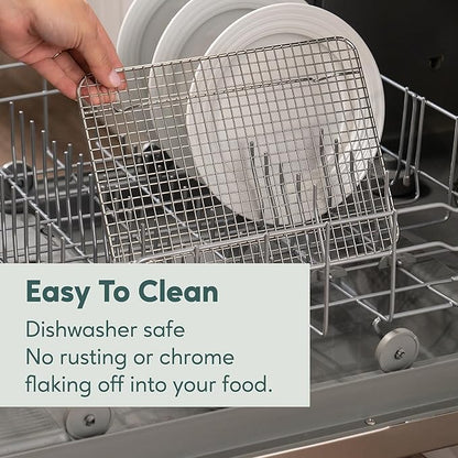 Ultra Cuisine Stainless Steel 8.5 x 12-inch Cooling and Baking Rack - Oven-Safe - Dishwasher-Safe - Heavy Duty - Tight Wire Bake for Oven Cooking - Quarter Sheet Pan - Ideal as Roasting Rack