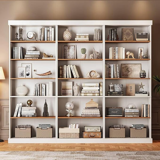 70.8" Tall Farmhouse Kitchen Pantry Cabinet, Modular Storage Cabinet with 6-Tier Adjustable Shelves, White, Wooden Hutch for Living Room, Kitchen, Set of 3