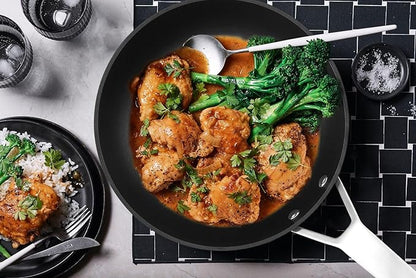 MsMk 12 1/2 inch Non Stick Frying Pan with Lid,Titanium and Ceramic Nonstick Large Skillet，Stay-Cool Handle,Scratch-resistant,Non-Toxic,Induction，Dishwasher Safe, Oven Safe to 700°F