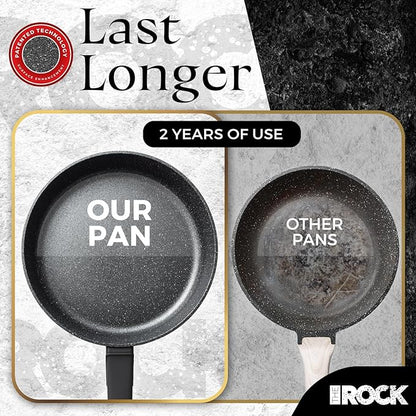THE ROCK SOHO 8-Inch Non Stick Frying Pan – Nothing Sticks, Never Warps, Lasts Longer, Healthy Skillet with Heat-Resistant Handle, PFOA Free, Oven & Dishwasher Safe, Black