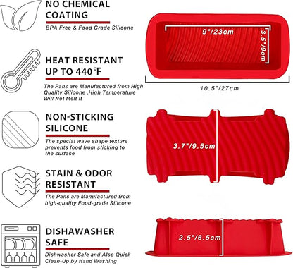 Anaeat Silicone Bread and Loaf Pans Set of 2, Non-stick loaf pans - Just PoP Out! Flexible Silicone Baking Molds for Homemade Breads, Cakes, Meatloaf, Brownies, BPA Free & Oven Safe & Dishwasher Safe