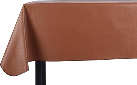 Yourtablecloth Heavy Duty Vinyl Rectangle or Square Tablecloth – 6 Gauge Heavy Duty Tablecloth – Flannel Backed – Wipeable Tablecloth with Vivid Colors & Many Sizes 52 x 70 Terra