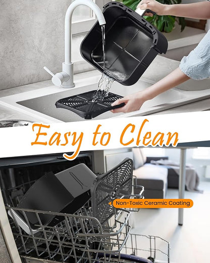 Nuwave Brio Plus 6-in-1 Air Fryer, 7-Qt Large Capacity, 50°F–400°F Precise Temp Control, Non-Toxic PFAS-Free Nonstick, Air Fry, Bake, Roast, Toast, Dehydrate, Reheat, 100 Presets, Dishwasher Safe