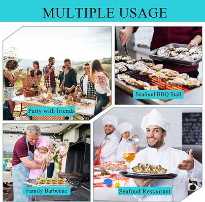 Oyster Shucker Machine Adjustable Oyster Shucker Tool Oyster Clam Opener Machine Including Knifes, Glove and G-Clip, Seafood Tools Set for Hotel Family Barbecue Buffet