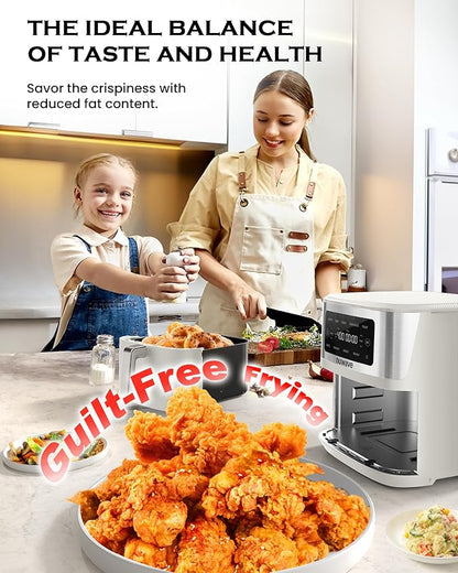 Nuwave Brio Plus 6-in-1 Air Fryer, 7-Qt Large Capacity, 50°F–400°F Precise Temp Control, Non-Toxic PFAS-Free Nonstick, Air Fry, Bake, Roast, Toast, Dehydrate, Reheat, 100 Presets, Dishwasher Safe