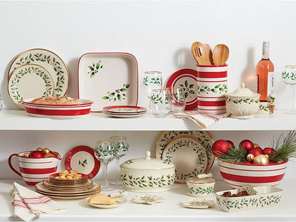 Lenox 6122048 Holiday 12-Piece-Plate-&-Mug Set, Christmas Dinnerware, Hosting