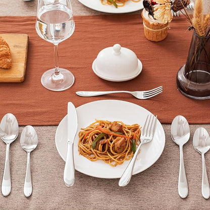 KINGSTONE 60-Piece Silverware Set for 12,18/10 Premium Stainless Steel Flatware Set, for Home, Restaurant, Wedding and Party Use, Mirror-Polished Cutlery Set, Dishwasher Safe.