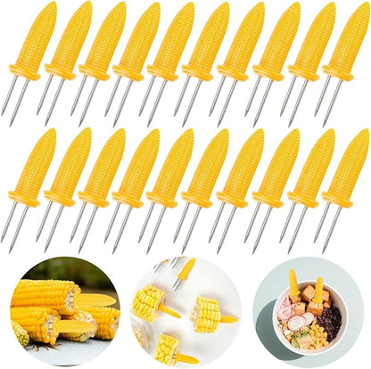 20 Pack 3.54 Inch Large Corn Holders, Stainless Steel Corn on The Cob Holders, Corn on The Grill, Corn on The Cob Skewers with Storage Box for Outdoor BBQ Cooking, A-005