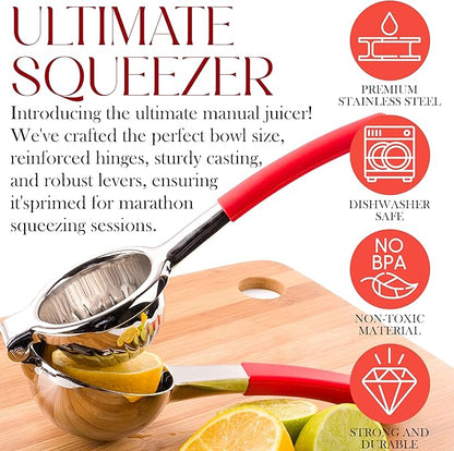 Bellemain Citrus Juicer | Metal Lemon Squeezer | Lime and Lemon Juicer Stainless Steel with Silicone Handles | Manual Juicer, Citrus Squeezer, Hand Held Juicer | Bar Juicer for Bartender Accessories