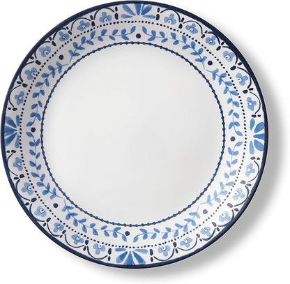 Corelle Vitrelle 18-Piece Service for 6 Dinnerware Set, Triple Layer Glass and Chip Resistant, Lightweight Round Plates and Bowls Set, Portofino