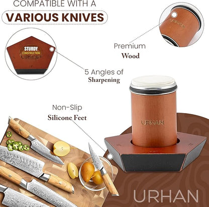 Rolling Knife Sharpener Kit – 5 Magnetic Angles (12, 15, 17, 19 & 22 Degrees) – Diamonds and Ceramic Discs – Durable Knife Sharpening System – Easy to Use at Home – Suitable for Kitchen Knives
