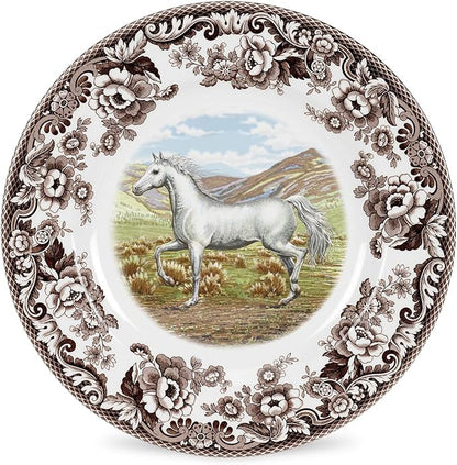 Spode Woodland Arabian Horse Dinner Plate – 10.5" Fine Earthenware Dish Featuring an Elegant Equestrian Motif – Rustic English Dinnerware, Dishwasher, Microwave & Warm Oven Safe, Made in England