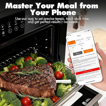 AI Digital Meat Thermometer, 500 ft Long Range Bluetooth Grill Thermometer for Smoker, Oven, BBQ, Digital Food Thermometer for Kitchen Cooking (Single Probe)
