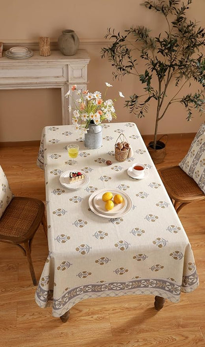 patdrea Designer French Beige Tablecloth for Square Table,Vintage Linen Yellow Floral Pattern Tablecloths,Decoration Table Cover for Kitchen Dining Christmas,Thanksgiving,67"x67"-Istana a