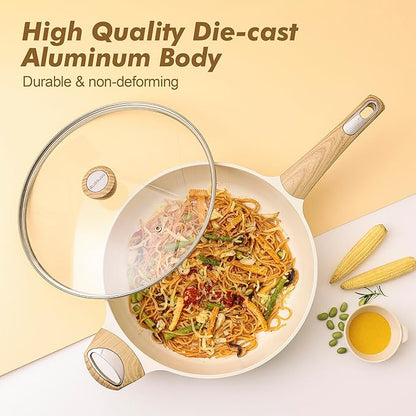 SENSARTE Ceramic Cookware Sets, Pots and Pans Set Nonstick, 20-Piece Induction Cookware, Non-toxic Healthy Non Stick Kitchen Cooking Set with Stay-Cool Handles, PFAS PTFE PFOA PFOS Free