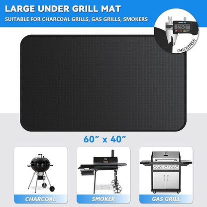 Large 60 x 40 inch Under Grill Mats for Outdoor Grill, Double-Sided Fireproof Deck Patio Protector Mat, Waterproof Oil-Proof BBQ Floor Pad Indoor Fire Pit Fireplace Mat